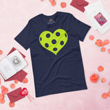 Pickleball T-Shirt - Pickle Ball Sport Outfit, Clothes, Apparel For Men & Women - Gifts for Pickleball Players - Heart Pickleball Tee - Navy