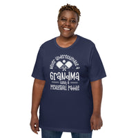 Pickleball T-Shirt - Pickle Ball Sport Outfit, Clothes For Women - Gifts for Pickleball Players - Never Underestimate A Grandma Tee - Navy, Plus Size