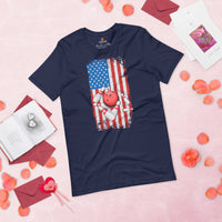 Men's & Women's Bowler T-Shirt, Outfit - Bowling Alley Themed Party Favors - Presents, Gifts for Bowlers - Patriotic US Flag Themed Tee - Navy