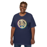 Yoga, Pilates Shirts, Wear, Clothes, Outfit, Attire & Apparel For Ladies, Women - Gifts for Yoga Lovers, Teacher - Peace Love Yoga Tee - Navy, Plus Size