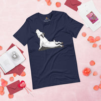 Yoga & Pilates Shirts, Wear, Clothes, Outfits, Attire & Apparel - Gifts for Yoga Lovers, Teacher, Instructor - Cute Yoga Pose Goat Tee - Navy