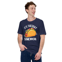 Foodie Gift Ideas, Presents For Foodies & Junk Food Lovers - Taco Tee Shirt - Cinco De Mayo Shirts - It's Tuesday Somewhere T-Shirt - Navy