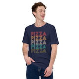 Foodie Gift Ideas, Presents For Foodies, Pizza Makers, Junk Food Lovers - Pizza Shirts, Outfit & Clothes - Vintage Pizza Tee Shirt - Navy