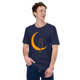 Cat Clothes & Attire - Funny Kitten Cat Dad & Mom Tee Shirts - Gift Ideas, Presents For Cat Lovers & Owners - Celestial Cat T-Shirt - Navy