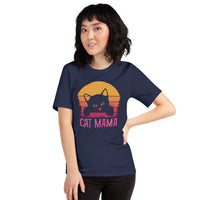 Cat Themed Clothes & Attire - Funny Kitten Cat Mom Tee Shirts - Gift Ideas, Presents For Cat Lovers & Owners - Cat Mama T-Shirt - Navy