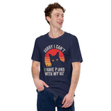 Cat Themed Clothes & Attire - Funny Cat Mom & Dad Tee Shirts - Presents, Gift Ideas For Cat Lovers - I Have Plans With My Cat T-Shirt - Navy