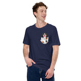 Berner Dog Themed Clothes & Attire - Funny Canine Tee Shirt & Outfit For Humans - Gifts for Dog Lovers - Cute Dog In Pocket T-Shirt - Navy