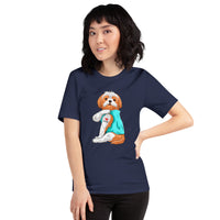 Shih Tzu Dog Themed Clothes & Attire - Funny Canine Tee Shirt & Outfit For Humans - Gifts for Dog Moms & Lovers - I Love Mom T-Shirt - Navy