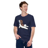 Shih Tzu Dog Themed Clothes & Attire - Funny Canine Tee Shirts & Outfit For Humans - Gifts for Dog Lovers - Cute Yoga Pose T-Shirt - Navy