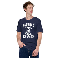 Pit Bull Dog Themed Clothes & Attire - Gifts for Bully Dog Dads & Lovers - Funny Canine Tee Shirts For Humans - Pitbull Dad T-Shirt - Navy