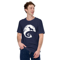 Pit Bull Dog Themed Clothes, Attire - Gifts for Bully Dog Moms, Dads & Lovers - Funny Canine Tee Shirts For Humans - Scary Moon T-Shirt - Navy