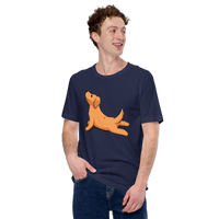 Golden Retriever Dog Themed Clothes - Gifts for Dog Moms, Dads & Lovers - Funny Canine Tee Shirts For Humans - Cute Yoga Pose T-Shirt - Navy