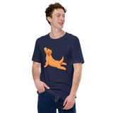 Golden Retriever Dog Themed Clothes - Gifts for Dog Moms, Dads & Lovers - Funny Canine Tee Shirts For Humans - Cute Yoga Pose T-Shirt - Navy