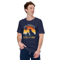 Golden Retriever Dog Themed Clothes - Gifts for Dog Lovers - Canine Tee Shirts For Humans - Easily Distracted By Dogs & Plants T-Shirt - Navy