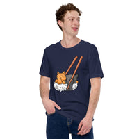 Yorkie Dog Themed Clothes & Attire - Funny Canine Tee Shirts For Humans - Gifts for Dog Moms, Dads & Lovers - Cute Nigiri Sushi T-Shirt - Navy