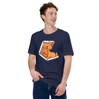 Golden Retriever Dog Themed Clothes - Gifts for Dog Lovers - Canine Tee Shirts For Humans - Cute Puppy Enjoying A Pizza Slice T-Shirt - Navy