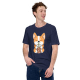 Corgi Dog Themed Clothes - Gifts for Dog Lovers - Funny Canine Tee Shirts For Humans - Cute Puppy Enjoying A Bubble Tea Cup T-Shirt - Navy