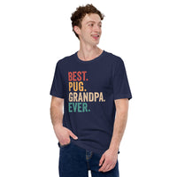 Pug Dog Themed Clothes & Attire - Canine Tee Shirts & Outfit For Humans - Gifts for Dog & Pet Lovers - Best Pug Grandpa Ever T-Shirt - Navy