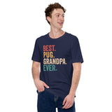 Pug Dog Themed Clothes & Attire - Canine Tee Shirts & Outfit For Humans - Gifts for Dog & Pet Lovers - Best Pug Grandpa Ever T-Shirt - Navy