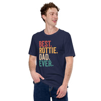 Rottweiler Dog Themed Clothes & Attire - Canine Tee Shirts For Humans - Gifts for Dog Lovers - Retro Best Rottie Dad Ever T-Shirt - Navy