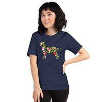 Poodle Dog Themed Clothes & Attire - Funny Canine Tee Shirts For Humans - Gifts for Campers & Dog Lovers - Tropical Floral T-Shirt - Navy