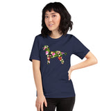 Poodle Dog Themed Clothes & Attire - Funny Canine Tee Shirts For Humans - Gifts for Campers & Dog Lovers - Tropical Floral T-Shirt - Navy