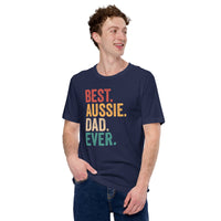 Australian Shepherd Dog Themed Clothes - Canine Tee Shirts For Humans - Gifts for Dog Dads & Lovers - Vintage Best Aussie Dad Ever Tee - Navy