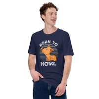 Yorkie Dog Themed Clothes & Attire - Funny Canine Tee Shirts For Humans - Gifts for Dog Moms, Dads & Lovers - Born To Howl T-Shirt - Navy