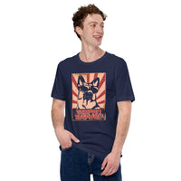 German Shepherd Dog Themed Clothes - Gifts for GSD K9 Dog Lovers - Canine Tee Shirts For Humans - Japanese Rising Sun Themed T-Shirt - Navy