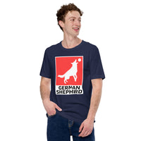 German Shepherd Dog Themed Clothes & Attire - Gifts for GSD K9 Dog Lovers - Funny Canine Tee Shirts For Humans - GSD Training T-Shirt - Navy