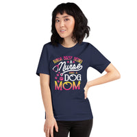 German Shepherd Dog Themed Clothes - Gifts for Dog Moms - Canine Tee Shirts For Humans - Kinda Busy Being A Nurse And A Dog Mom T-Shirt - Navy