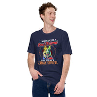 German Shepherd Dog Themed Clothes - Gifts for GSD K9 Dog Lovers - Canine Tee Shirts For Humans - I Asked God For A Best Friend T-Shirt - Navy