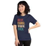 Corgi Dog Themed Clothes, Attire - Gifts for Dog Moms & Lovers - Funny Canine Tee Shirts, Outfit For Humans - Best Corgi Mom Ever Shirt - Navy