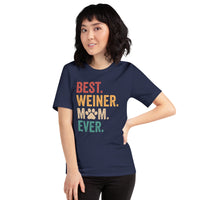 Weiner Dog Themed Clothes & Attire - Gifts for Dachshund Dog Lovers - Funny Canine Tee Shirts For Humans - Best Weiner Mom Ever T-Shirt - Navy