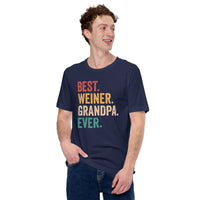 Weiner Dog Themed Clothes - Gifts for Dachshund Dog Lovers - Funny Canine Tee Shirts For Humans - Best Weiner Grandpa Ever T-Shirt - Navy