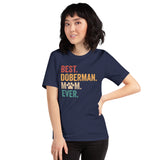 Doberman Dog Themed Clothes - Gifts for Dog Moms & Lovers - Funny Canine Tee Shirts & Outfit For Humans - Best Doberman Mom Ever Shirt - Navy