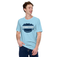 Tennessee Skyline Football Fanatic Vintage Graphic T-Shirt: Gift Ideas for Him & Her, Football Fans - Retro Style Game Day Shirt - Ocean Blue