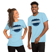 Tennessee Skyline Football Fanatic Vintage Graphic T-Shirt: Gift Ideas for Him & Her, Football Fans - Retro Style Game Day Shirt - Ocean Blue, Unisex