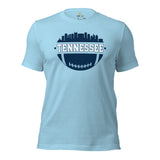Tennessee Skyline Football Fanatic Vintage Graphic T-Shirt: Gift Ideas for Him & Her, Football Fans - Retro Style Game Day Shirt - Ocean Blue