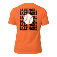 Retro Baltimore Baseball Emblem Fanatic T-Shirt: Gift Ideas for Him & Her, Baseball Enthusiasts & Lovers - Vintage Game Day Shirt - Orange, Back