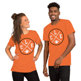 Cleveland Football Emblem Fanatic Vintage Graphic T-Shirt: Retro Style, Ideal Gifts for Him & Her, Football Fans - Game Day Shirt - Orange, Unisex