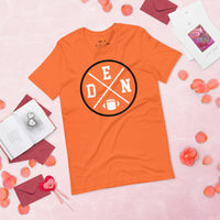 Denver Football Emblem Fanatic Vintage Graphic T-Shirt - Game Day Shirt - Retro Style, Ideal Gifts for Him & Her, Football Fans - Orange