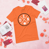 Denver Football Emblem Fanatic Vintage Graphic T-Shirt - Game Day Shirt - Retro Style, Ideal Gifts for Him & Her, Football Fans - Orange