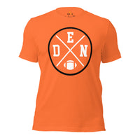 Denver Football Emblem Fanatic Vintage Graphic T-Shirt - Game Day Shirt - Retro Style, Ideal Gifts for Him & Her, Football Fans - Orange