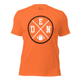 Denver Football Emblem Fanatic Vintage Graphic T-Shirt - Game Day Shirt - Retro Style, Ideal Gifts for Him & Her, Football Fans - Orange