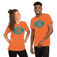 Chicago, Illinois Football Fanatic Vintage Graphic T-Shirt: Gift Ideas for Him & Her, Football Fans - Game Day Retro Style Shirt - Orange, Unisex