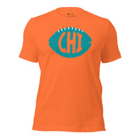 Chicago, Illinois Football Fanatic Vintage Graphic T-Shirt: Gift Ideas for Him & Her, Football Fans - Game Day Retro Style Shirt - Orange