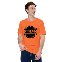 Chicago Skyline T-Shirt - Football Fanatic Vintage Graphic Shirt: Gift Ideas for Him & Her, Football Fans - Retro Style Game Day Shirt - Orange