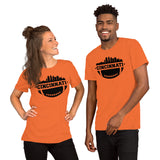 Cincinnati Skyline Football Fanatic Vintage Graphic T-Shirt: Gift Ideas for Him & Her, Football Fans - Retro Style Game Day Shirt - Orange, Unisex