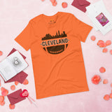 Cleveland Skyline Football Fanatic Vintage Graphic T-Shirt: Gift Ideas for Him & Her, Football Fans - Retro Style Game Day Shirt - Orange